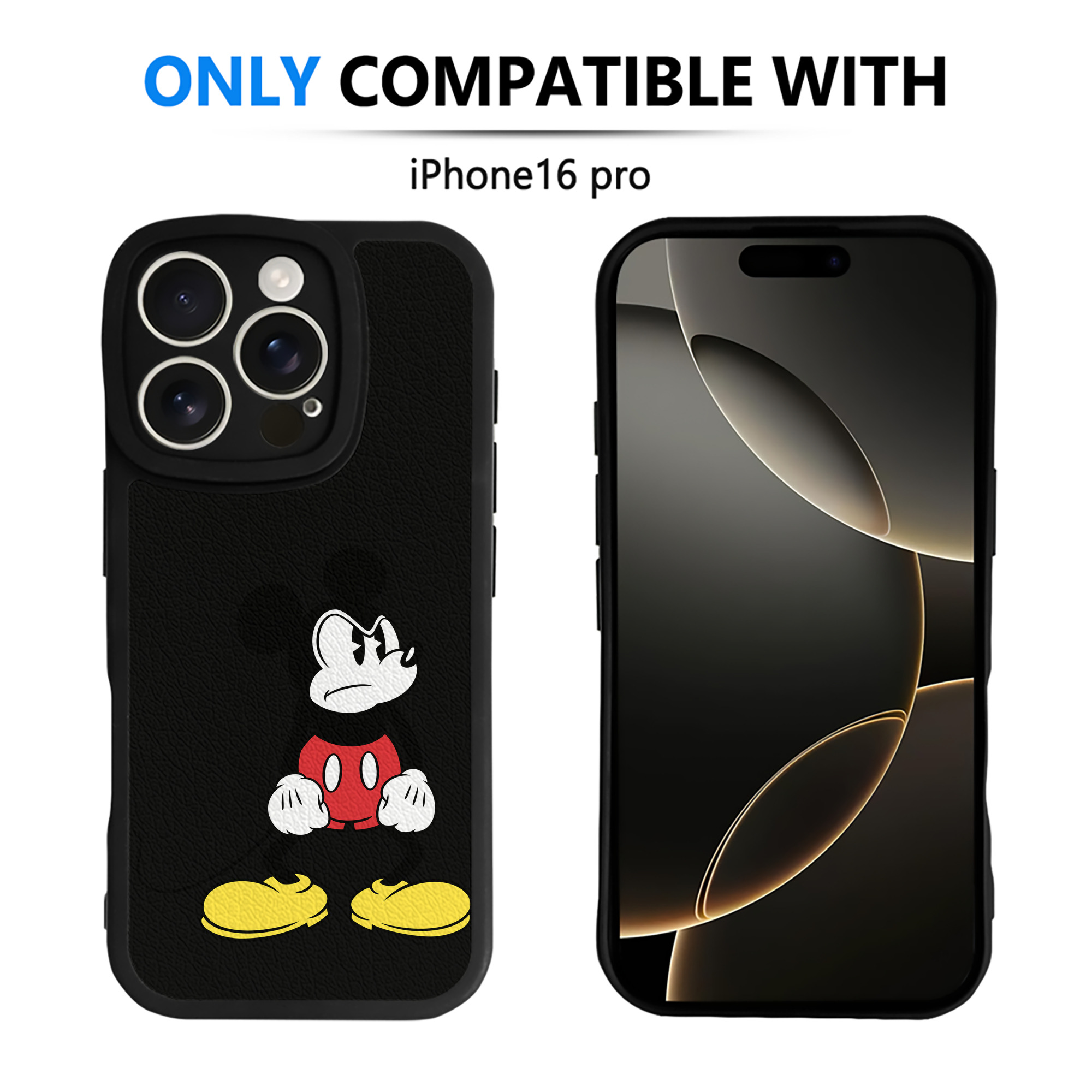 （画像用） ミッキーマウス Mickey Mouse 【iPhone 16シリーズ対応】シリコンスマホケース（レザー調） 材質：シリコン